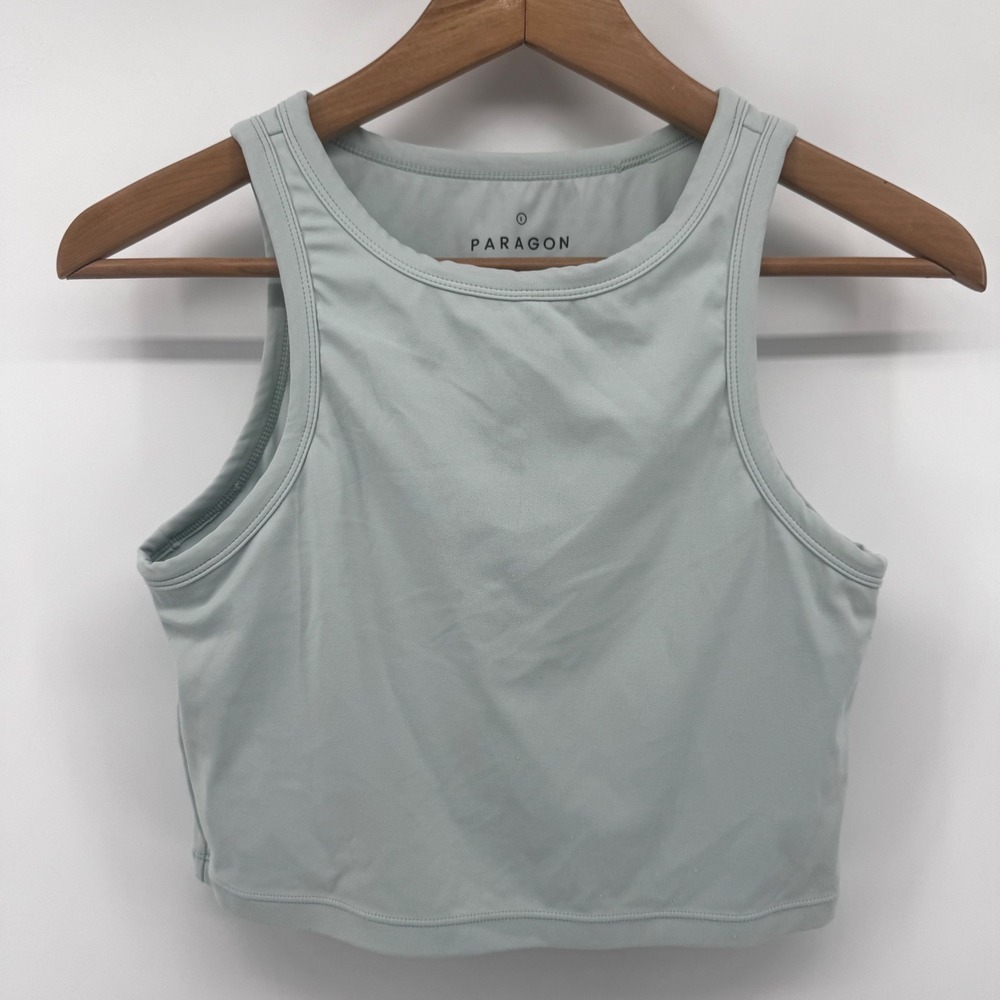 Paragon RecStretch High Neck Cropped Tank Top Sage Green Large Womens Activewear
